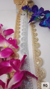 ผ้าลูกไม้ปักระดับพรีเมี่ยมพร้อมลูกปัด zari ปักเลื่อมเหมาะสำหรับงานรื่นเริงงานแต่งงานเสื้อผ้า - Product Image 2