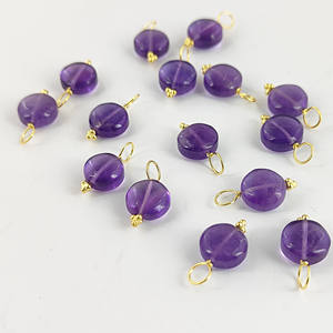 Colgante de amatista febrero Birthstone Tumble Round Charm Round Purple Gemstone Collar para mujer - Product Image 6