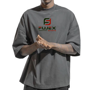 Heavyweight Men's Graphic Boxy <b>Cropped</b> <b>Fit</b> <b>T</b>-<b>Shirts</b> Casual Oversized Acid Washed 100% Cotton Streetwear Blank <b>T</b> <b>Shirt</b> - Product Image 3