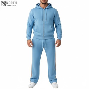 Ropa de calle vintage, Pantalón de algodón y lana, chándal con bordado desgastado, conjunto de chándal de lavado ácido acampanado personalizado - Product Image 3