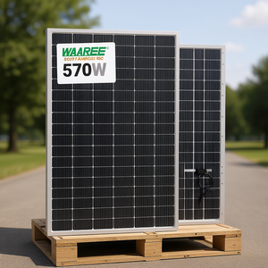แผงโซลาร์เซลล์ Waaree 570W แบบ N-Type Bifacial HJT 144 เซลล์ กระจกสองชั้น แผ่นหลังสีขาว ประกอบในสหรัฐอเมริกา ขายส่ง 33 ชิ้นต่อพาเลท - Product Image 2