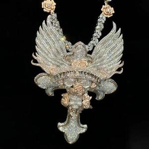 Most Selling Custom Christmas Halloween Jewelry 925 Silver Moissanite Lab Diamond Wing Jesus <b>Cross</b> Custom Pendant - Product Image 2