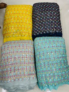 Excellente qualité broderie Georgette quatre séquence tissu pour robe de mariée fabrication de fournisseur indien - Product Image 4