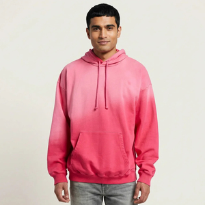 Sweat-shirt à capuche oversize en molleton pour homme, rose uni, coupe décontractée, en coton tricoté, idéal pour l'automne - Product Image 1