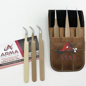 Pince à épiler semi-incurvée en acier inoxydable de marque privée haute performance Excellente isolation Pointe en fibre pointue - Product Image 2