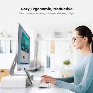 Support d'écran pliable et réglable en hauteur, étagère de bureau pour ordinateur avec tiroir de rangement et support pour <span class=keywords><strong>tablette</strong></span> - Product Image 6