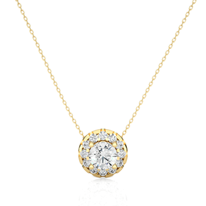 Collier de diamants de style vintage pendentif-VVS Clarity Lab Grown Diamond Halo Design pendentif en or pur 14k de fournisseurs - Product Image 1