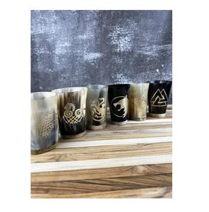 Vaso de chupito de cuerno natural para bar, vaso de chupito de cuerno tradicional para whisky, elegante vaso de chupito vikingo para el hogar - Product Image 1