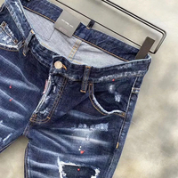 Nuevos Jeans de Hombre Italianos al por Mayor, Personalizados, Ajustados, Rotos, Rectos, 100% Algodón con Spandex, Lavado a la Piedra, Ecológicos, Estilo Urbano