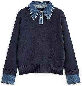 Sudadera informal de alta calidad, suéter, nueva venta caliente, patrón de Jacquard a cuadros, tela cálida impresa con diseño de mezclilla - Product Image 3