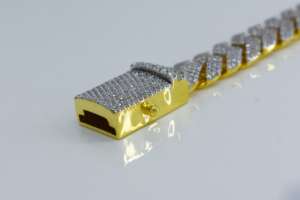 Bracelet de luxe style hip hop à micro-broches pour hommes, diamant de laboratoire entièrement coupé, plaqué or 14 carats, style cubain, anniversaire de fiançailles - Product Image 3