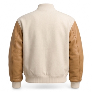 Custom <b>Men's</b> Hooded Baseball <b>Jacket</b> 100% Cotton/Wool/<b>Leather</b> Minimalist Design OEM Service Winter Casual - Product Image 3