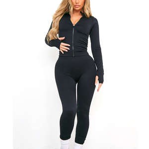 ชุดโยคะไร้รอยต่อ3ชิ้นสำหรับผู้หญิงเลกกิ้งออกกำลังกายเสื้อชั้นในเล่นกีฬา - Product Image 1