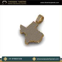 Collier personnalisé en argent 925 plaqué rhodium avec pendentif géométrique personnalisé en forme de carte du Texas, orné de diamants Moissanite, idéal comme cadeau