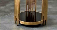 Nouvelle table basse ronde en fer forgé au design moderne avec plateau et base en verre doré, réglable et convertible