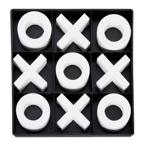 Juego de tic-tac-toe de metal de lujo con piezas de juego de marco de metal base blanca O y X en acabado negro artesanía casera exportación 2025 - Product Image 2