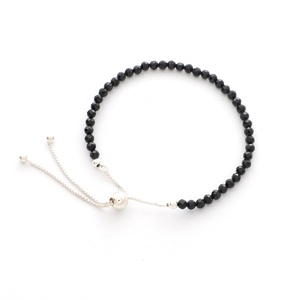 Premium High Finish 925 Sterling Silver Natural Trendy Black Spinel Beads Bolo Bracelet Soft Flex Wire Box Cadena Paquete de regalo 6 - Product Image 1