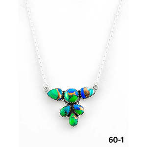 Southwest Handmade Peacock Dahlia & <b>Opal</b> <b>Necklace</b> with Sterling Silver Floral Pattern for Gift - Product Image 2
