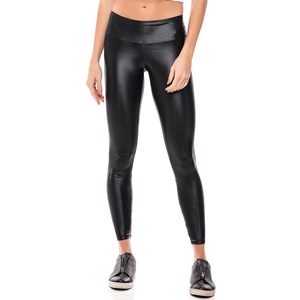 Legging Tandra noir brillant en similicuir, taille haute, extensible, satiné, décontracté, à motifs, sportif, effet push-up, sans couture - Product Image 1