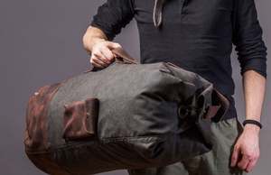 Sac de sport en toile pour hommes, sac de sport en cuir ciré - Product Image 2