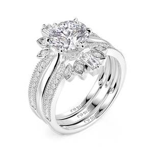 Jeulia Gold Plated Zircon Floral Cluster <b>Bridal</b> <b>Jewelry</b> <b>Set</b> 2PCS - Product Image 4