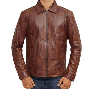 เสื้อแจ็คเก็ตหนังวัวแท้คุณภาพสูงสำหรับผู้ชาย ปี 2024 คอตั้ง โลโก้ด้านหน้า กันลม เป็นมิตรกับสิ่งแวดล้อม ระบายอากาศได้ดี - Product Image 1