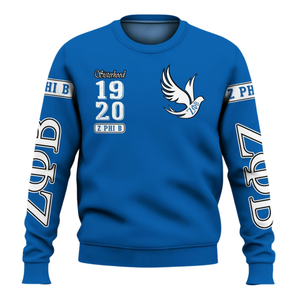 Sudadera Azul con Cuello Redondo Zeta Phi Beta 1920 para Mujer, Ropa Griega de Hermandad, Sudadera Bordada - Product Image 1
