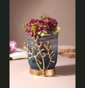 แจกันดอกไม้โลหะทรงสูงหรูหราสำหรับการจัดดอกไม้หรูหราตกแต่งสำเนียงสำหรับห้องนั่งเล่นห้องนอนและสำนักงานตกแต่ง - Product Image 6