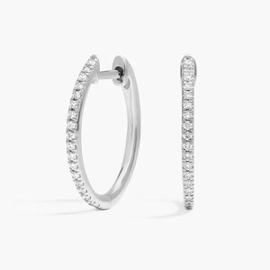 BRILLIANT DIAMANT 0.25 CTW Lab Grown Diamond Rhodium Plated Hoop Earrings 14K White Gold Cut Pave Set Fine Jewelry Wholesale OEM - Product Image 1