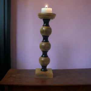 Candelabro moderno de lujo con mango de madera, candelabro con logotipo personalizado para decoración del hogar, soporte elegante para velas de pilar para fiesta de Navidad - Product Image 6