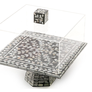 Plateau de service en acrylique moderne et élégant, support à gâteaux en incrustation de résine pour les fêtes culinaires et les dîners Technique polie - Product Image 2