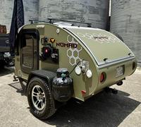 Caravane compacte moderne et étanche, remorque de voyage pliable avec roue de secours pour utilisation tout-terrain en extérieur