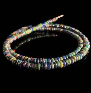 Perles de cristal d'opale noire de feu Welo éthiopien fait à la main pierres lisses naturelles pour la fabrication de bijoux brins lâches - Product Image 2