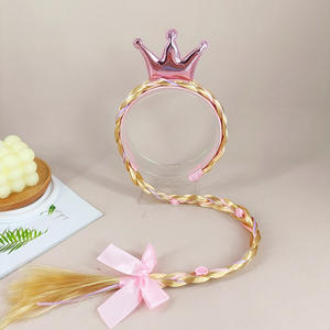 Новинка, Детская повязка на голову для принцессы Эльзы, парик для девочек, длинная коса, корона принцессы, аксессуары для волос, замороженные - Product Image 2