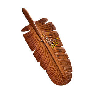 Bandeja de vajilla en forma de hoja grande de alta calidad Platos y platos decorativos Madera natural sin químicos Precio competitivo - Product Image 1