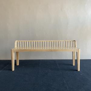 PONG Banco de interior Silla de comedor hecha de madera de teca maciza Acabado tratado natural Diseño minimalista moderno para comedor - Product Image 2