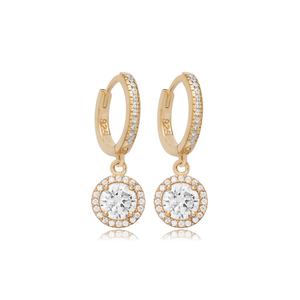 Pendientes colgantes turcos hechos a mano, abalorio de piedra CZ de forma redonda en plata de ley 925 para Joyería Fina al por mayor - Product Image 6