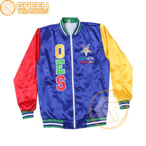 Customized Order Eastern <b>Star</b> Satin Embroidered Quilted Waterproof Breathable Varsity <b>Jacket</b> High Quality Women's Greek Apparels - Product Image 2