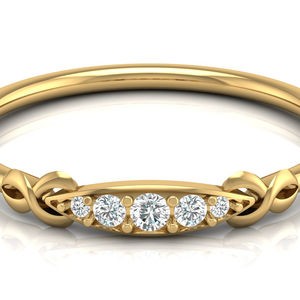 Bague en or jaune massif 14 carats de taille personnalisée vintage, 5 bagues rondes en diamant à facettes cultivées en laboratoire à la main, pour mariage - Product Image 1