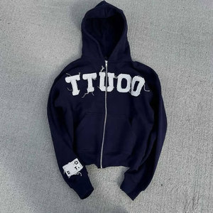 เสื้อฮู้ดดี้ทรงโอเวอร์ไซส์ ปักลายโดยตรง สไตล์วินเทจ ลุคซักแล้ว สำหรับผู้ชาย - Product Image 5