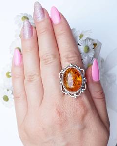 Anillo de ámbar Báltico Natural, anillo de joyería de piedras preciosas de Plata de Ley 925 para regalo, promesa para mujer, hermoso corte ovalado hecho a mano - Product Image 5
