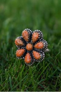 Anillo de plata de ley 925 con forma de ostra naranja, anillo chapado en oro amarillo y oro rosa, anillo hecho a mano para mujer - Product Image 3