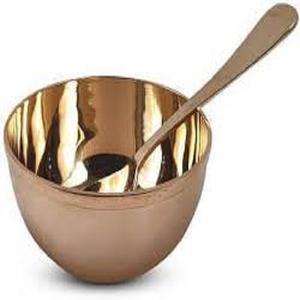 Juego de cuencos de cobre puro indio hechos a mano para uso en el hogar y el restaurante patrón redondo de acero y metal con precio razonable para sopa - Product Image 1