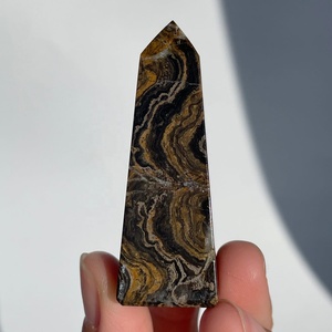 Tour de stromatolite naturelle polie, pointe de cristal de pierre fossile, spécimen minéral fossile ancien, décoration en pierres précieuses en gros - Product Image 2