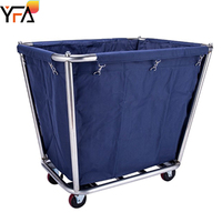 Chariot de service pour ménage Chariot de blanchisserie pour chambre d'hôtel commerciale avec sac en toile amovible Chariot porte-vêtements sales