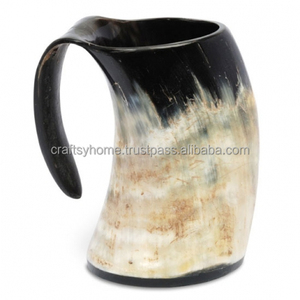 New Arrivals Natural Buffalo Drinking Horn Viking Drinking Horn Tankard for Beer Mead Medieval Drinking Horn <b>Mug</b> with Handle - Product Image 1