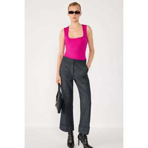 Blusa Casual para Mujer, Bordada, Cuello Redondo, Corte Regular, Manga Corta, Talla XL, con Encaje, Lentejuelas, Plumas y Diseño 3D en la Parte Delantera, Poliéster - Product Image 2