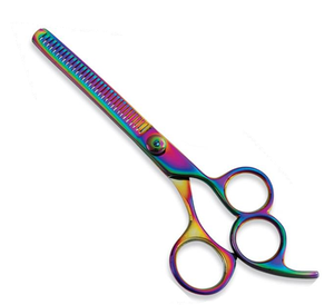 Ciseaux professionnels de coiffure Rainbow en acier inoxydable pour effiler les cheveux, ciseaux de barbier pour salon, logo personnalisé - Product Image 1