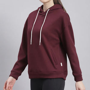 Sweat à capuche pour femme, style décontracté, doublure en polaire respirante 100% coton, cordon de serrage, confortable, long devant, pour l'extérieur, hiver - Product Image 3