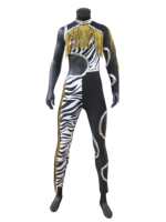 Uniformes de majorettes personnalisés à rayures zébrées noires, vêtements de performance sexy pour femmes, tenues de danse à franges, haute qualité, personnalisables, MASGAM